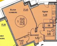 1-комнатная квартира площадью 44 кв.м, Бородинский бул. | цена 3 407 250 руб. | www.metrprice.ru