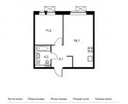 1-комнатная квартира площадью 39.6 кв.м,  | цена 4 637 160 руб. | www.metrprice.ru