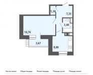 1-комнатная квартира площадью 39.2 кв.м,  | цена 2 508 800 руб. | www.metrprice.ru