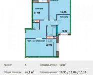 4-комнатная квартира площадью 76.1 кв.м в ЖК "Эко Квадрат", Щорса ул., 2 | цена 4 200 000 руб. | www.metrprice.ru