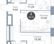 2-комнатная квартира площадью 52.74 кв.м, ул Новоалексеевская | цена 11 198 488 руб. | www.metrprice.ru