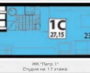 1-комнатная квартира площадью 27.1 кв.м, Красноказарменная ул., 1 | цена 5 104 200 руб. | www.metrprice.ru