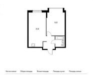 1-комнатная квартира площадью 47.3 кв.м, улица Дмитрия Ульянова, 6к1 | цена 5 633 430 руб. | www.metrprice.ru