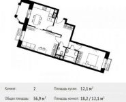 2-комнатная квартира площадью 56.9 кв.м, Софийская ул. | цена 4 837 274 руб. | www.metrprice.ru