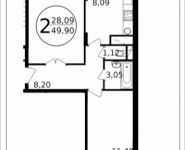 2-комнатная квартира площадью 49.9 кв.м, Просвещения, 11 | цена 3 153 600 руб. | www.metrprice.ru