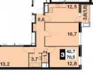 3-комнатная квартира площадью 70.5 кв.м, 1-й микрорайон, 1 | цена 5 604 750 руб. | www.metrprice.ru