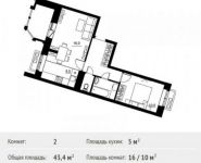 2-комнатная квартира площадью 43.4 кв.м, Ходынская улица, 2с1 | цена 4 388 782 руб. | www.metrprice.ru