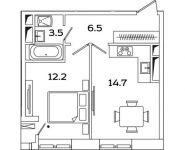 1-комнатная квартира площадью 36.9 кв.м, Рязанский проспект, д.влд 2 | цена 6 427 647 руб. | www.metrprice.ru