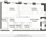 2-комнатная квартира площадью 104.79 кв.м, Усачёва, 12, корп.2_1 | цена 70 763 429 руб. | www.metrprice.ru