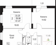 2-комнатная квартира площадью 61.5 кв.м, улица Фрунзе, 1 | цена 3 970 962 руб. | www.metrprice.ru