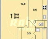 1-комнатная квартира площадью 39.4 кв.м, Задонский пр., 32К1 | цена 5 500 000 руб. | www.metrprice.ru