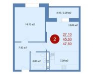 2-комнатная квартира площадью 48 кв.м,  | цена 2 533 000 руб. | www.metrprice.ru