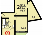 2-комнатная квартира площадью 73.4 кв.м, Москва, корп.16А | цена 7 046 400 руб. | www.metrprice.ru