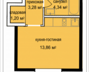 1-комнатная квартира площадью 22.68 кв.м, Октябрьская, корп.5 | цена 2 152 667 руб. | www.metrprice.ru