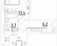 1-комнатная квартира площадью 38.3 кв.м, Строителей, корп.3 | цена 2 125 650 руб. | www.metrprice.ru