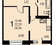 1-комнатная квартира площадью 39.36 кв.м, 5-й микрорайон, 18 | цена 2 206 325 руб. | www.metrprice.ru