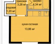 1-комнатная квартира площадью 22.68 кв.м, Октябрьская, к5 | цена 2 306 212 руб. | www.metrprice.ru