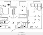 3-комнатная квартира площадью 55.2 кв.м, Рязанский проспект, 2, корп.M7 | цена 8 785 908 руб. | www.metrprice.ru