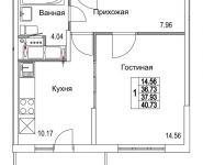 1-комнатная квартира площадью 37.93 кв.м, 2-я Муравская | цена 5 218 864 руб. | www.metrprice.ru
