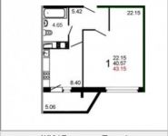 1-комнатная квартира площадью 42 кв.м, Железнодорожный пр., 15 | цена 2 868 598 руб. | www.metrprice.ru