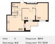 2-комнатная квартира площадью 64 кв.м в ЖК "Поколение", Сигнальный пр., 5 | цена 9 875 200 руб. | www.metrprice.ru