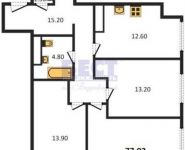 3-комнатная квартира площадью 77 кв.м, Рязанский просп., 2С25 | цена 11 280 000 руб. | www.metrprice.ru