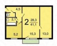 2-комнатная квартира площадью 41.1 кв.м, улица Энергетиков, 6 | цена 6 500 000 руб. | www.metrprice.ru