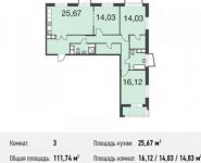 3-комнатная квартира площадью 111.7 кв.м, Донецкая улица, 30с29 | цена 18 920 376 руб. | www.metrprice.ru