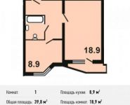 1-комнатная квартира площадью 39.8 кв.м, улица Поликахина, 5 | цена 3 193 950 руб. | www.metrprice.ru