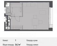 1-комнатная квартира площадью 26.3 кв.м, улица Северный Квартал, 19 | цена 1 788 400 руб. | www.metrprice.ru