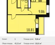 1-комнатная квартира площадью 43 кв.м, 1-й мкр, 1 | цена 2 220 500 руб. | www.metrprice.ru