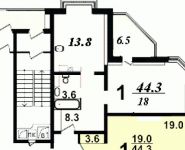 1-комнатная квартира площадью 45 кв.м, Акуловский пр., 2 | цена 4 800 000 руб. | www.metrprice.ru
