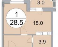 1-комнатная квартира площадью 28.5 кв.м, Им. Орлова ул., 6 | цена 1 852 000 руб. | www.metrprice.ru