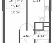 1-комнатная квартира площадью 35.66 кв.м, Мякининское шоссе | цена 3 323 512 руб. | www.metrprice.ru