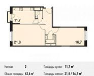 2-комнатная квартира площадью 62.6 кв.м, Ходынская улица, 2с1 | цена 11 246 520 руб. | www.metrprice.ru