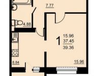 1-комнатная квартира площадью 39.36 кв.м, 5-й микрорайон, 18 | цена 2 206 325 руб. | www.metrprice.ru