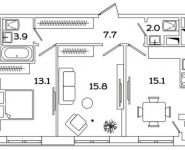 2-комнатная квартира площадью 57.4 кв.м, Рязанский просп., 2 | цена 9 748 471 руб. | www.metrprice.ru