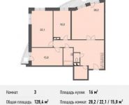 3-комнатная квартира площадью 128.4 кв.м, Н.А.Некрасова ул, 18 | цена 10 272 000 руб. | www.metrprice.ru