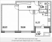 2-комнатная квартира площадью 65.46 кв.м, Лазоревый пр., 3 | цена 15 462 175 руб. | www.metrprice.ru