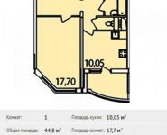 1-комнатная квартира площадью 44.8 кв.м, проспект Гагарина, 5/5 | цена 4 045 440 руб. | www.metrprice.ru