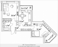 2-комнатная квартира площадью 64.3 кв.м, Строителей, корп.5 | цена 2 829 200 руб. | www.metrprice.ru