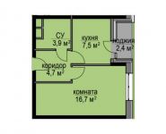 1-комнатная квартира площадью 35.2 кв.м, Разина ул, 1 | цена 2 560 614 руб. | www.metrprice.ru
