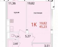 1-комнатная квартира площадью 45.2 кв.м, 3 мкр | цена 2 012 735 руб. | www.metrprice.ru