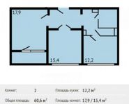 2-комнатная квартира площадью 60.6 кв.м,  | цена 6 266 800 руб. | www.metrprice.ru
