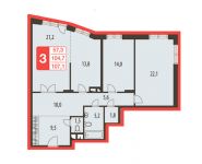 3-комнатная квартира площадью 104 кв.м, Некрасова ул., 18 | цена 8 805 000 руб. | www.metrprice.ru