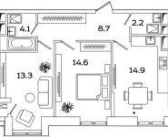 2-комнатная квартира площадью 57.8 кв.м, Рязанский проспект, д.влд 2 | цена 10 377 816 руб. | www.metrprice.ru