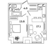 1-комнатная квартира площадью 39.5 кв.м, Рязанский проспект, д.влд 2 | цена 7 341 588 руб. | www.metrprice.ru