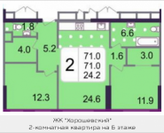 2-комнатная квартира площадью 71 кв.м, 3-я Хорошёвская улица, владение 7, корп.6 | цена 12 780 000 руб. | www.metrprice.ru