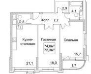 2-комнатная квартира площадью 74 кв.м в Город-парк «Переделкино Ближнее»,  | цена 8 880 000 руб. | www.metrprice.ru