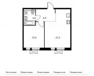 1-комнатная квартира площадью 43.1 кв.м, жилой комплекс Мякинино Парк, | цена 6 193 470 руб. | www.metrprice.ru